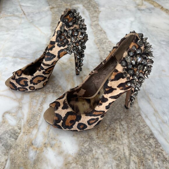 NWT Sam Edelman Lorissa Pony Leopard Spiked Heels - Picture 1 of 14